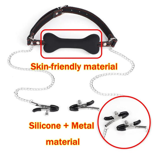 SM Sexy Leather Mouth Plug and Nipple Clamps. Silicone Dog Bone for BDSM. SM Bondage Game for Couples Enhance Sex Pleasure - My StoreSM Sexy Leather Mouth Plug and Nipple Clamps. Silicone Dog Bone for BDSM. SM Bondage Game for Couples Enhance Sex Pleasurethai - adultMy Store1pcsSM Sexy Leather Mouth Plug and Nipple Clamps. Silicone Dog Bone for BDSM. SM Bondage Game for Couples Enhance Sex Pleasure