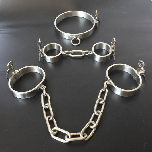 Stainless Steel Slave Flirt Wrist Handcuffs Ankle Cuffs Neck Collar Chain BDSM Shackle Bondage Invisiable Lock Fetish Sex Toys - My StoreStainless Steel Slave Flirt Wrist Handcuffs Ankle Cuffs Neck Collar Chain BDSM Shackle Bondage Invisiable Lock Fetish Sex Toys33sextoysMy StoreMan CollarMan CollarStainless Steel Slave Flirt Wrist Handcuffs Ankle Cuffs Neck Collar Chain BDSM Shackle Bondage Invisiable Lock Fetish Sex Toys