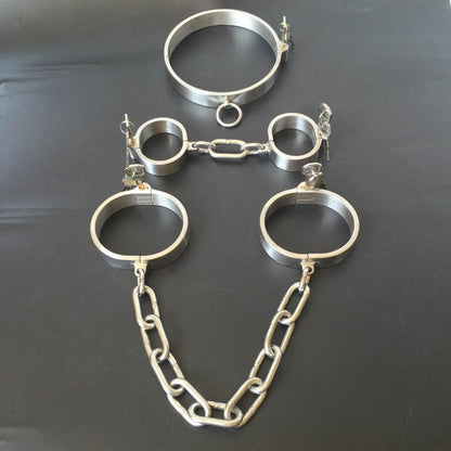 Stainless Steel Slave Flirt Wrist Handcuffs Ankle Cuffs Neck Collar Chain BDSM Shackle Bondage Invisiable Lock Fetish Sex Toys - My StoreStainless Steel Slave Flirt Wrist Handcuffs Ankle Cuffs Neck Collar Chain BDSM Shackle Bondage Invisiable Lock Fetish Sex Toys33sextoysMy StoreMan CollarMan CollarStainless Steel Slave Flirt Wrist Handcuffs Ankle Cuffs Neck Collar Chain BDSM Shackle Bondage Invisiable Lock Fetish Sex Toys