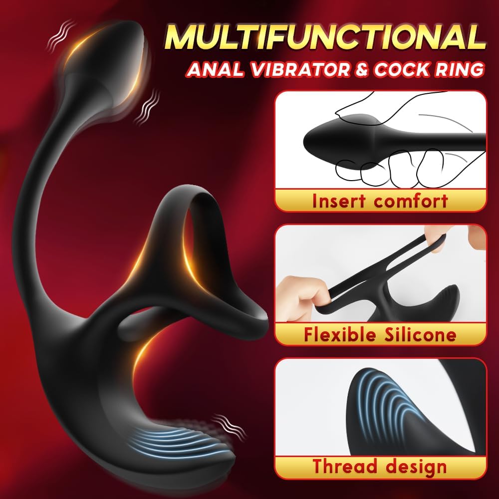Vibrating Cock Ring Anal Plug with Prostate Massager. 4 in1 Taint Stimulator Penis Ring Vibrator Couples Adult Sex Toys for Men. Remote Control Anal Butt Plug Vibrator for Male Sex Toy Couple - My StoreVibrating Cock Ring Anal Plug with Prostate Massager. 4 in1 Taint Stimulator Penis Ring Vibrator Couples Adult Sex Toys for Men. Remote Control Anal Butt Plug Vibrator for Male Sex Toy Couplethai - adultMy StoreVibrating Cock Ring Anal Plug with Prostate Massager. 4 in1 Taint Stimulator Penis Ring