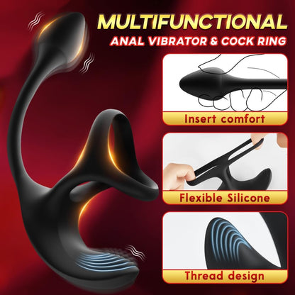 Vibrating Cock Ring Anal Plug with Prostate Massager. 4 in1 Taint Stimulator Penis Ring Vibrator Couples Adult Sex Toys for Men. Remote Control Anal Butt Plug Vibrator for Male Sex Toy Couple - My StoreVibrating Cock Ring Anal Plug with Prostate Massager. 4 in1 Taint Stimulator Penis Ring Vibrator Couples Adult Sex Toys for Men. Remote Control Anal Butt Plug Vibrator for Male Sex Toy Couplethai - adultMy StoreVibrating Cock Ring Anal Plug with Prostate Massager. 4 in1 Taint Stimulator Penis Ring