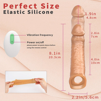 Vibrating Penis Sleeve Extender Cock Ring Vibrator Extension with Remote Control - My StoreVibrating Penis Sleeve Extender Cock Ring Vibrator Extension with Remote Controlthai - adultMy StoreLight BeigeVibrating Penis Sleeve Extender Cock Ring Vibrator Extension with Remote Control