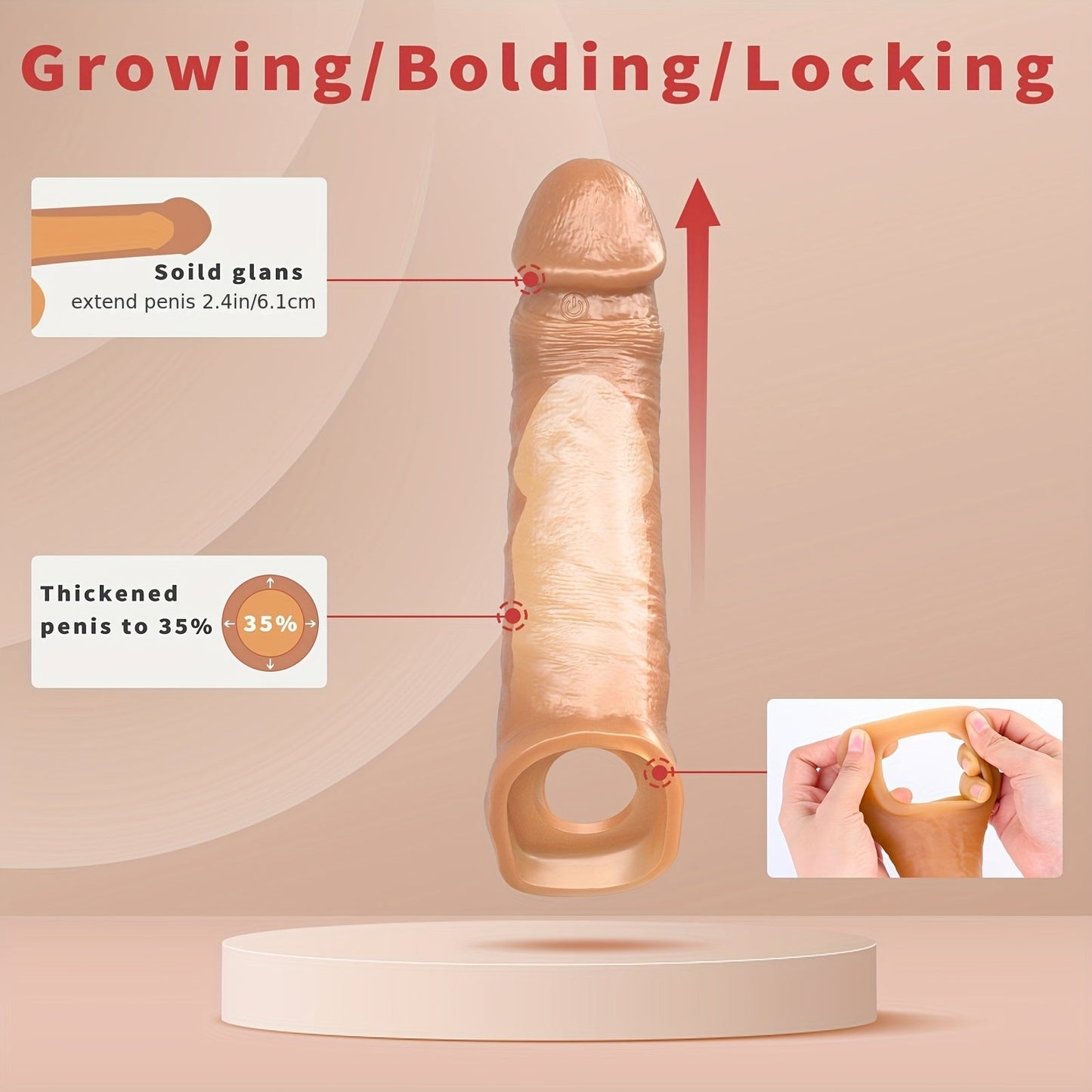 Vibrating Penis Sleeve Extender Cock Ring Vibrator Extension with Remote Control - My StoreVibrating Penis Sleeve Extender Cock Ring Vibrator Extension with Remote Controlthai - adultMy StoreLight BeigeVibrating Penis Sleeve Extender Cock Ring Vibrator Extension with Remote Control