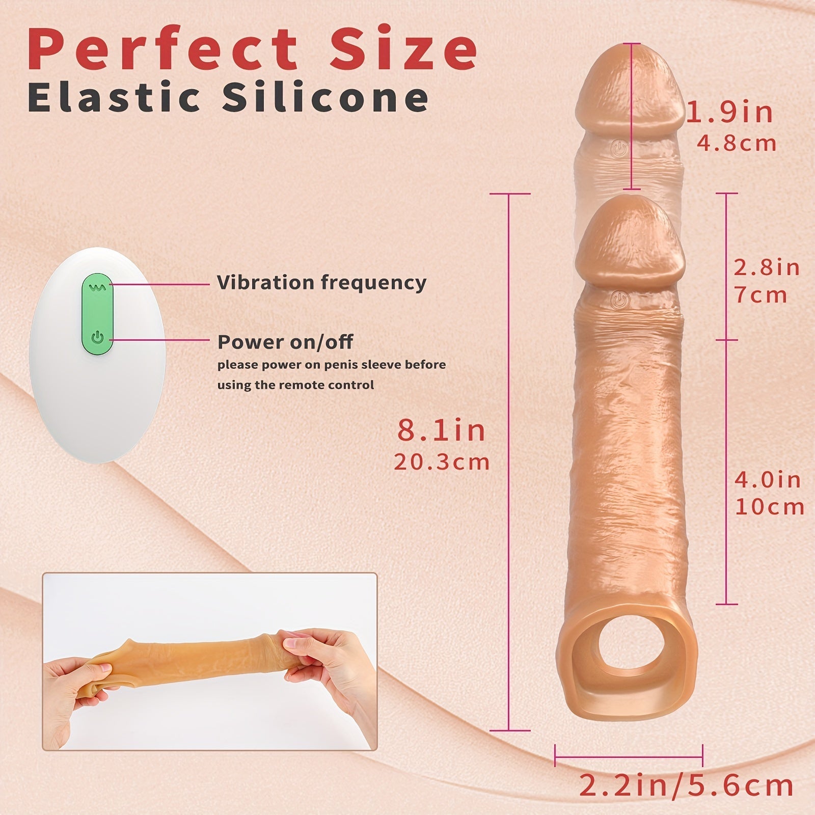 Vibrating Penis Sleeve Extender Cock Ring Vibrator Extension with Remote Control - My StoreVibrating Penis Sleeve Extender Cock Ring Vibrator Extension with Remote Controlthai - adultMy StoreLight BeigeVibrating Penis Sleeve Extender Cock Ring Vibrator Extension with Remote Control